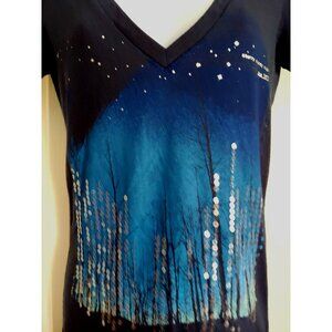 American Eagle Starry Starry Night Sequin Y2k Blingy Nostalgic T-Shirt M -09/11